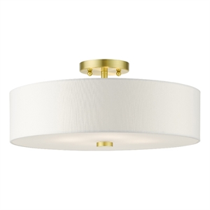 Livex Lighting Meridian 8&quot 4-Light Metal Semi Flush Mount in Satin Brass