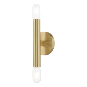 Livex Lighting Copenhagen 2-Light Metal ADA Wall Sconce in Satin Brass