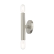 Livex Lighting Copenhagen 2-Light Metal ADA Wall Sconce in Brushed Nickel