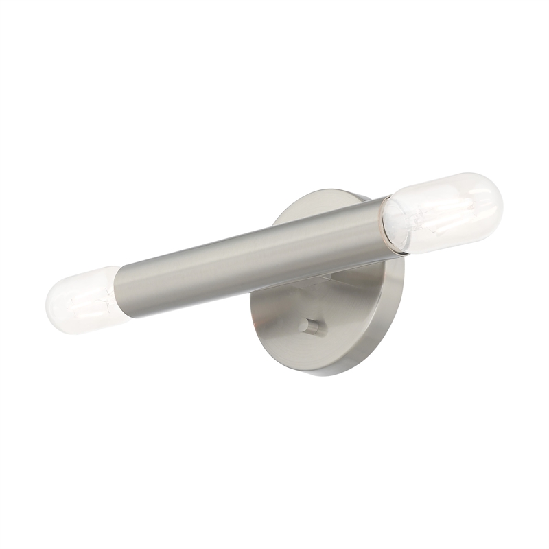 Livex Lighting Copenhagen 2-Light Metal ADA Wall Sconce in Brushed Nickel