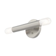 Livex Lighting Copenhagen 2-Light Metal ADA Wall Sconce in Brushed Nickel