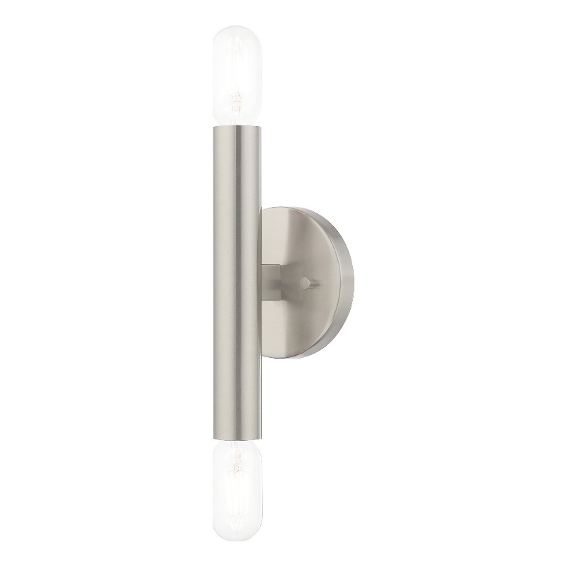 Livex Lighting Copenhagen 2-Light Metal ADA Wall Sconce in Brushed Nickel