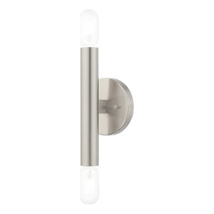 Livex Lighting Copenhagen 2-Light Metal ADA Wall Sconce in Brushed Nickel