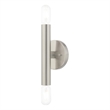 Livex Lighting Copenhagen 2-Light Metal ADA Wall Sconce in Brushed Nickel