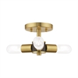Livex Lighting Copenhagen 3-Light Mid-Century Metal Ceiling Mount in Satin Brass