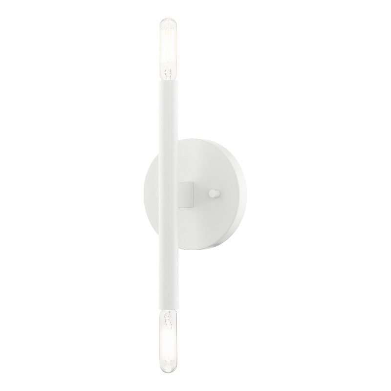 Livex Lighting Copenhagen 2-Light Mid-Century Metal Sconce in White