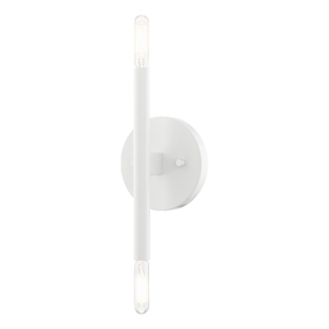 Livex Lighting Copenhagen 2-Light Mid-Century Metal Sconce in White