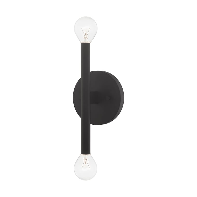 Livex Lighting Copenhagen 2-Light Mid-Century Metal Sconce in Black