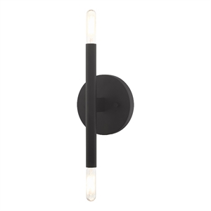 Livex Lighting Copenhagen 2-Light Mid-Century Metal Sconce in Black