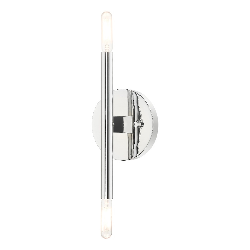 Livex Lighting Copenhagen 2-Light Mid-Century Metal Sconce in Polished Chrome