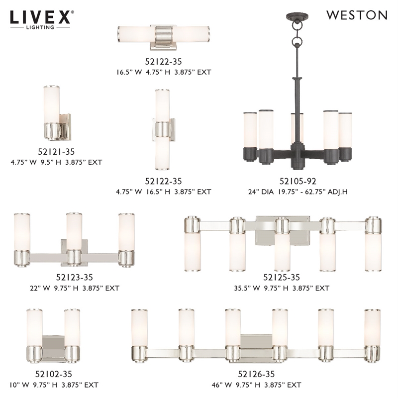 Livex Lighting Weston 2-Light Transitional Metal Wall Sconce in Polished Nickel