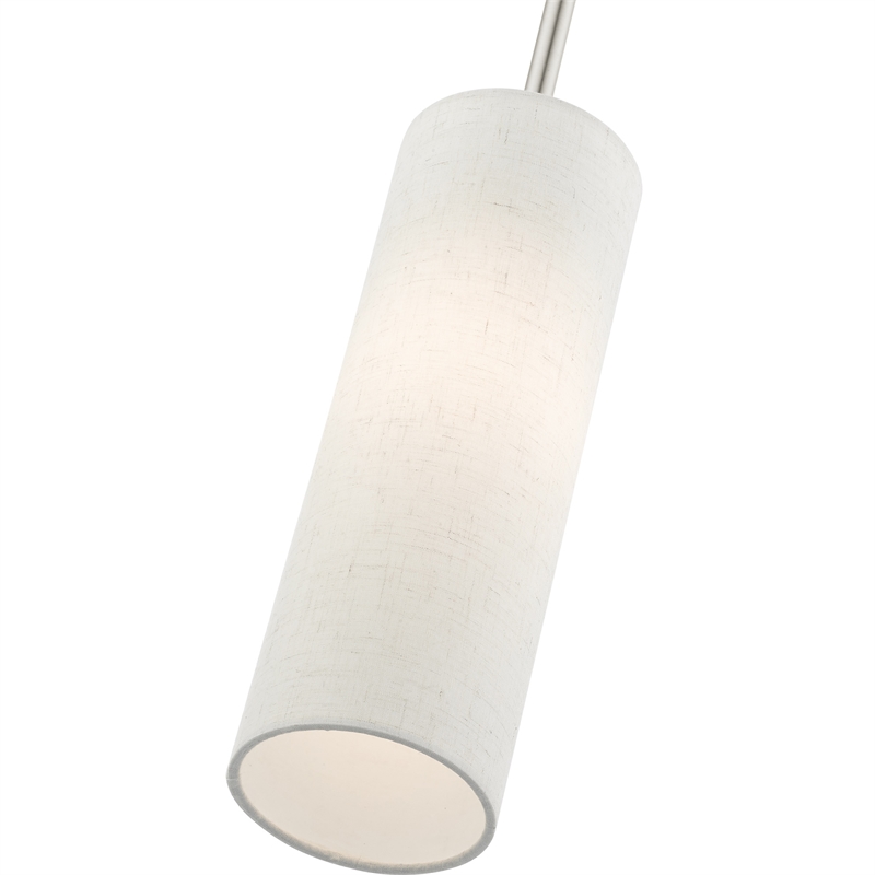 Livex Lighting Meridian 1-Light Metal & Fabric Single Pendant in Brushed Nickel