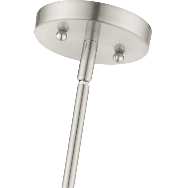 Livex Lighting Meridian 1-Light Metal & Fabric Single Pendant in Brushed Nickel