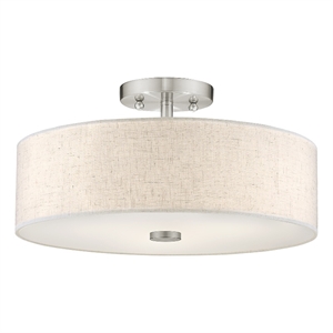 Livex Lighting Meridian 7.5&quot 3-Light Metal Ceiling Mount in Brushed Nickel