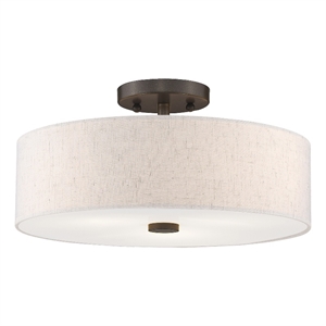 Livex Lighting Meridian 7.5&quot 3-Light Metal Ceiling Mount in English Bronze