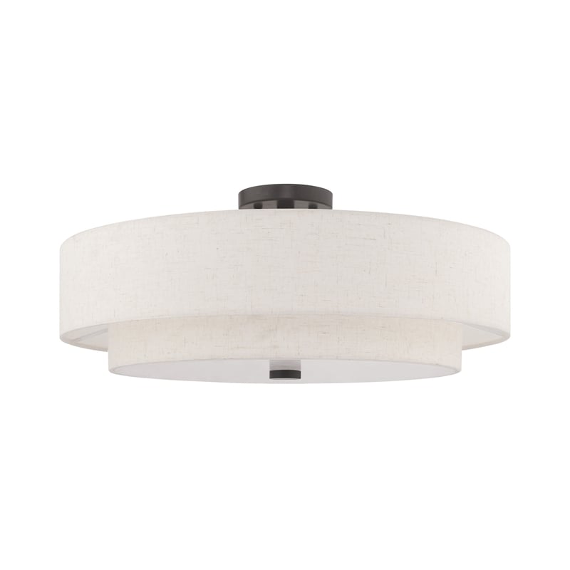 Livex Lighting Monroe 5-Light Metal/Fabric Ceiling Mount in English Bronze
