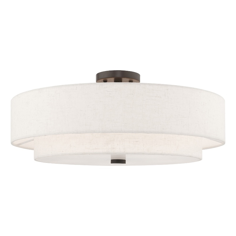 Livex Lighting Monroe 5-Light Metal/Fabric Ceiling Mount in English Bronze