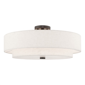 Livex Lighting Monroe 5-Light Metal/Fabric Ceiling Mount in English Bronze