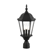 Livex Lighting Hamilton 3-Light Beveled Metal Outdoor Post Top Lantern in Black