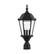 Livex Lighting Hamilton 3-Light Beveled Metal Outdoor Post Top Lantern in Black