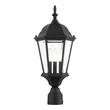 Livex Lighting Hamilton 3-Light Beveled Metal Outdoor Post Top Lantern in Black