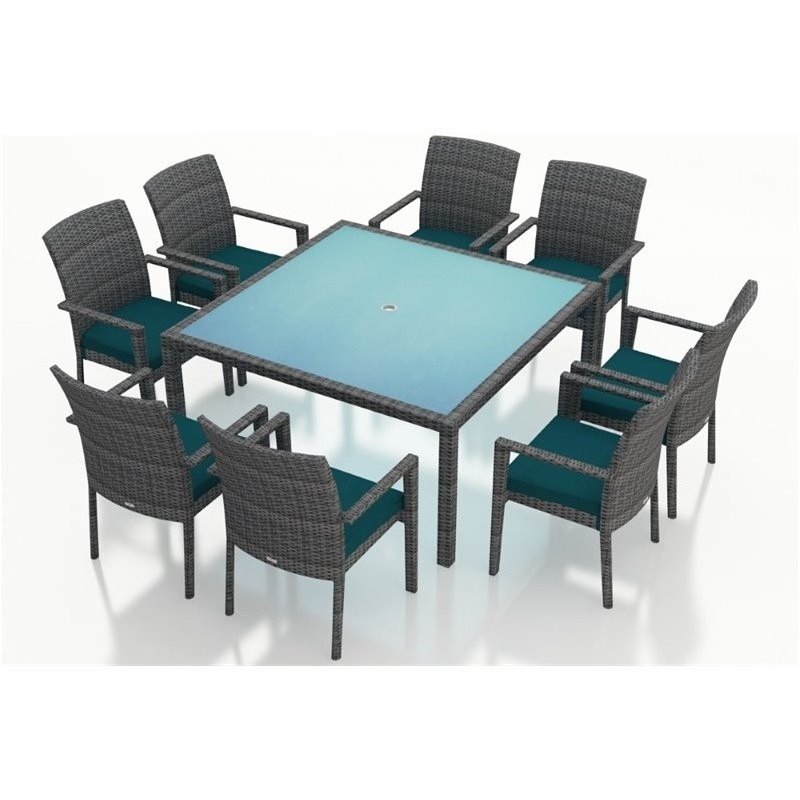 Harmonia Living District 9 Piece Square Patio Dining Set in Peacock