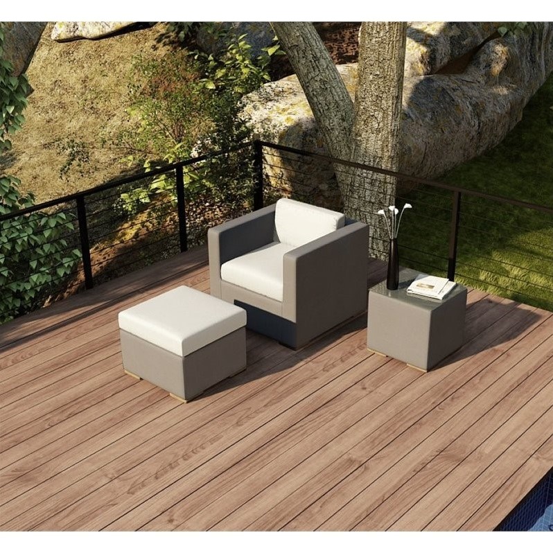 Harmonia Living Element 3 Piece Patio Lounge Set in Canvas Natural