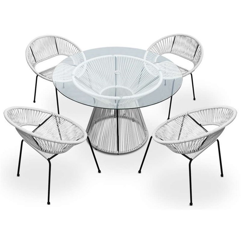 Harmonia Living Acapulco 5 Piece Patio Dining Set in White Lightning