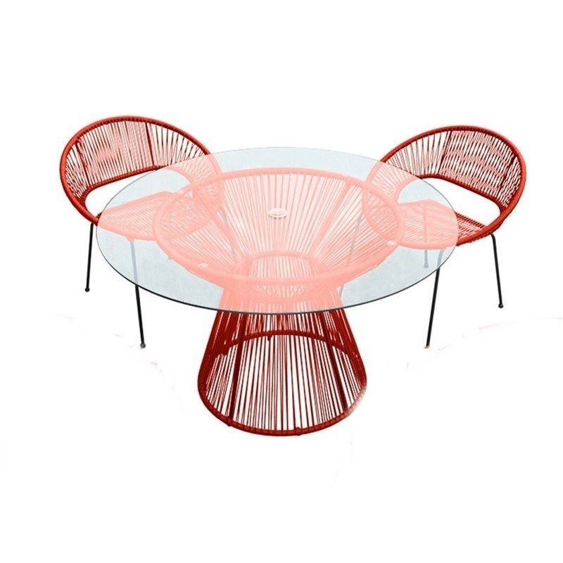 Harmonia Living Acapulco Round Patio Dining Table in Atomic Tangerine