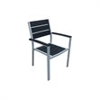 Harmonia Living Brasserie Patio Dining Arm Chair in Silver and Black