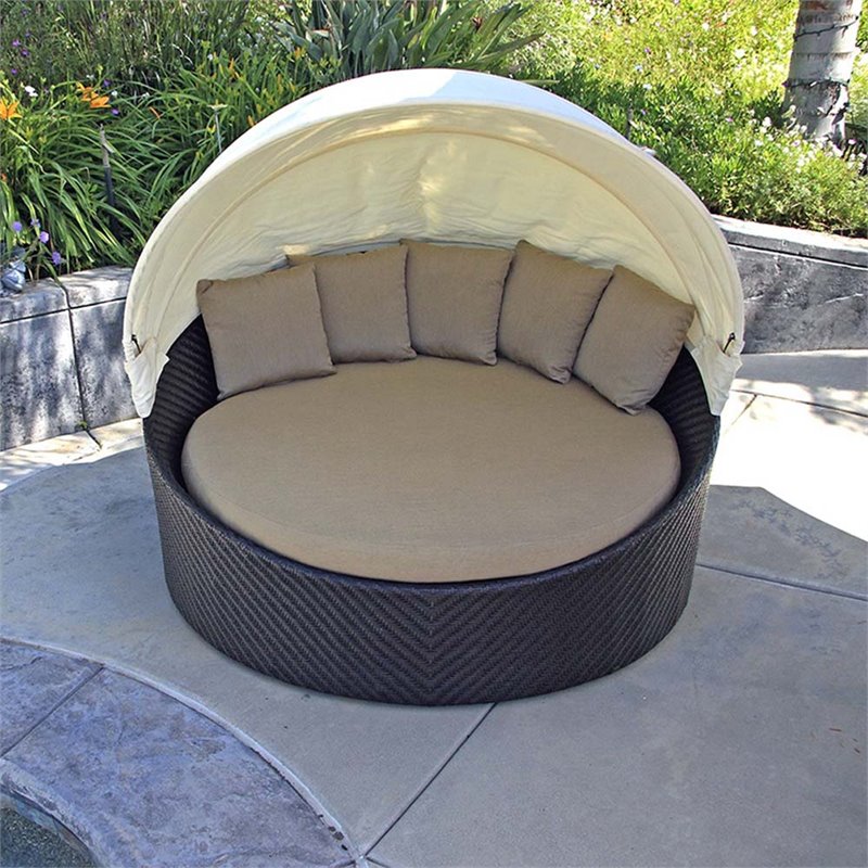 Harmonia Living Wink Canopy Patio Daybed in Heather Beige