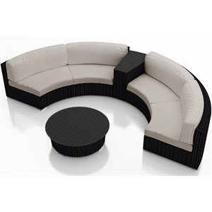 Harmonia Living Urbana 4 Piece Curved Patio Sectional Set in Silver