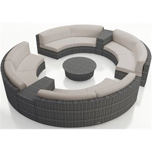 Harmonia Living District 7 Piece Curved Patio Sectional Set in Silver