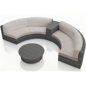 Harmonia Living District 4 Piece Curved Patio Sectional Set in Silver