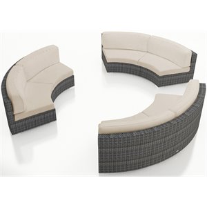 Harmonia Living District 3 Piece Curved Patio Sectional Set in Flax