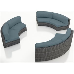 Harmonia Living District 3 Piece Curved Patio Sectional Set in Lagoon