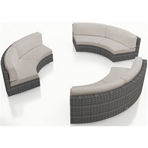 Harmonia Living District 3 Piece Curved Patio Sectional Set in Silver
