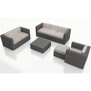 Harmonia Living District 5 Piece Patio Sofa Set in Cast Silver