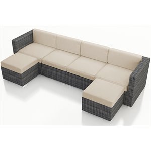 Harmonia Living District 6 Piece Patio Sectional in Canvas Flax