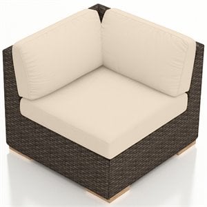 Harmonia Living Arden Corner Patio Chair in Canvas Flax and Chestnut