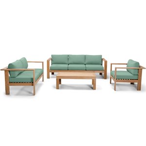 Harmonia Living Ando 4 Piece Wooden Patio Sofa Set in Canvas Spa and Teak