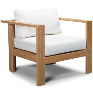 Harmonia Living Ando Wooden Patio Club Chair in Canvas Natural and Teak