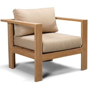 Harmonia Living Ando Wooden Patio Club Chair in Heather Beige and Teak