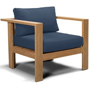 Harmonia Living Ando Wooden Patio Club Chair in Spectrum Indigo and Teak