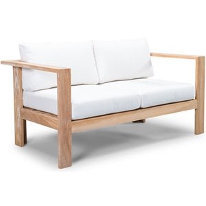 Harmonia Living Ando Wooden Patio Loveseat in Canvas Natural and Teak