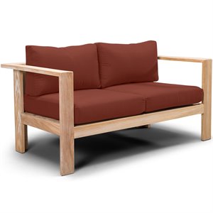 Harmonia Living Ando Wooden Patio Loveseat in Canvas Henna and Teak
