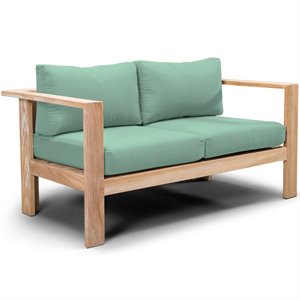 Harmonia Living Ando Wooden Patio Loveseat in Canvas Spa and Teak