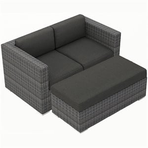 Harmonia Living District Day 2 Piece Wicker Patio Lounger in Charcoal and Slate