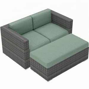 Harmonia Living District Day 2 Piece Wicker Patio Lounger in Spa and Slate