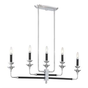 Savoy House Davidson 5-Light Traditional Metal Linear Chandelier in Black/Chrome